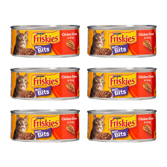 Picture of 6 Ct Purina Friskies Meaty Bits Chicken in Gravy Wet Cat Food 5.5oz
