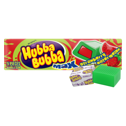 Picture of HUBBA BUBBA Max Strawberry Watermelon Bubble Gum, 5 Piece Pack