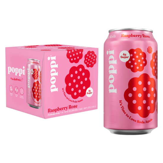 Picture of Poppi Prebiotic Soda Raspberry Rose 4pk 12oz Can- XL