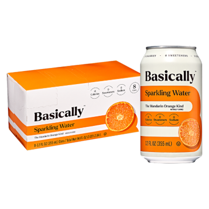 Picture of Basically Mandarin Orange Sparkling Water 8pk 12oz Cans
