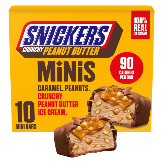 Picture of SNICKERS Ice Cream Minis, Milk Chocolatey, Caramel and Crunchy Peanut Butter Ice Cream Bars, 10ct