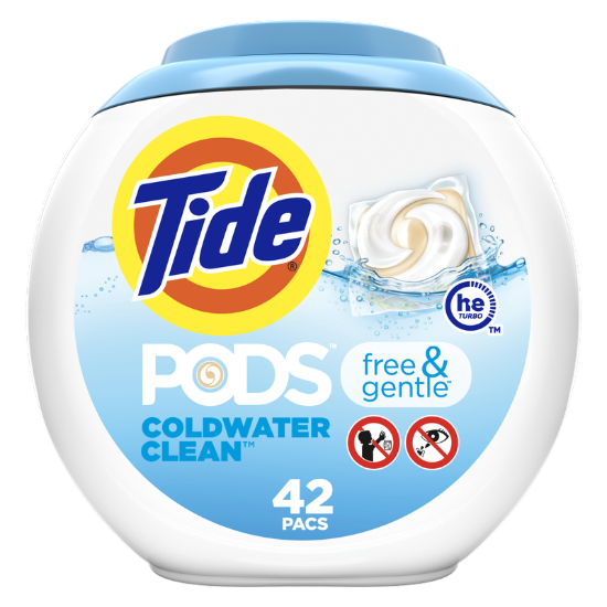 Picture of Tide PODS Free and Gentle Laundry Detergent Pacs Unscented 42ct
