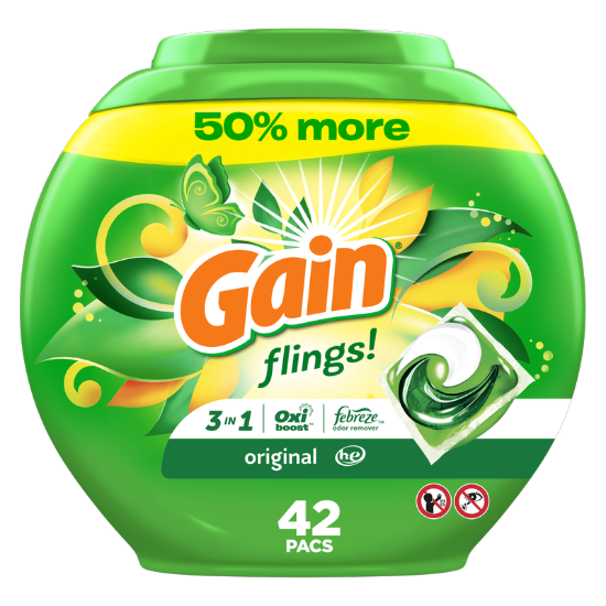 Picture of Gain flings Laundry Detergent Soap Pacs Original Scent 42ct