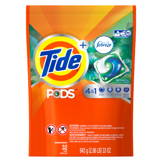 Picture of Tide Pods Febreze Botanical Rain Laundry Detergent Pacs 32ct