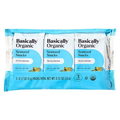 Picture of Basically Organic Sea Salt Seaweed Snacks, 3 pack
