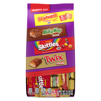 Picture of Twix, Skittles, Starburst, & Milky Way Variety Candy Assortment, Party Size - 21.82oz 60 Count Bag
