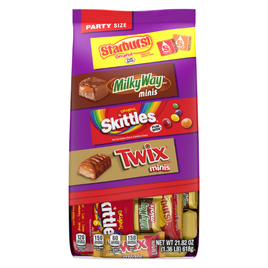 Picture of Twix, Skittles, Starburst, & Milky Way Variety Candy Assortment, Party Size - 21.82oz 60 Count Bag